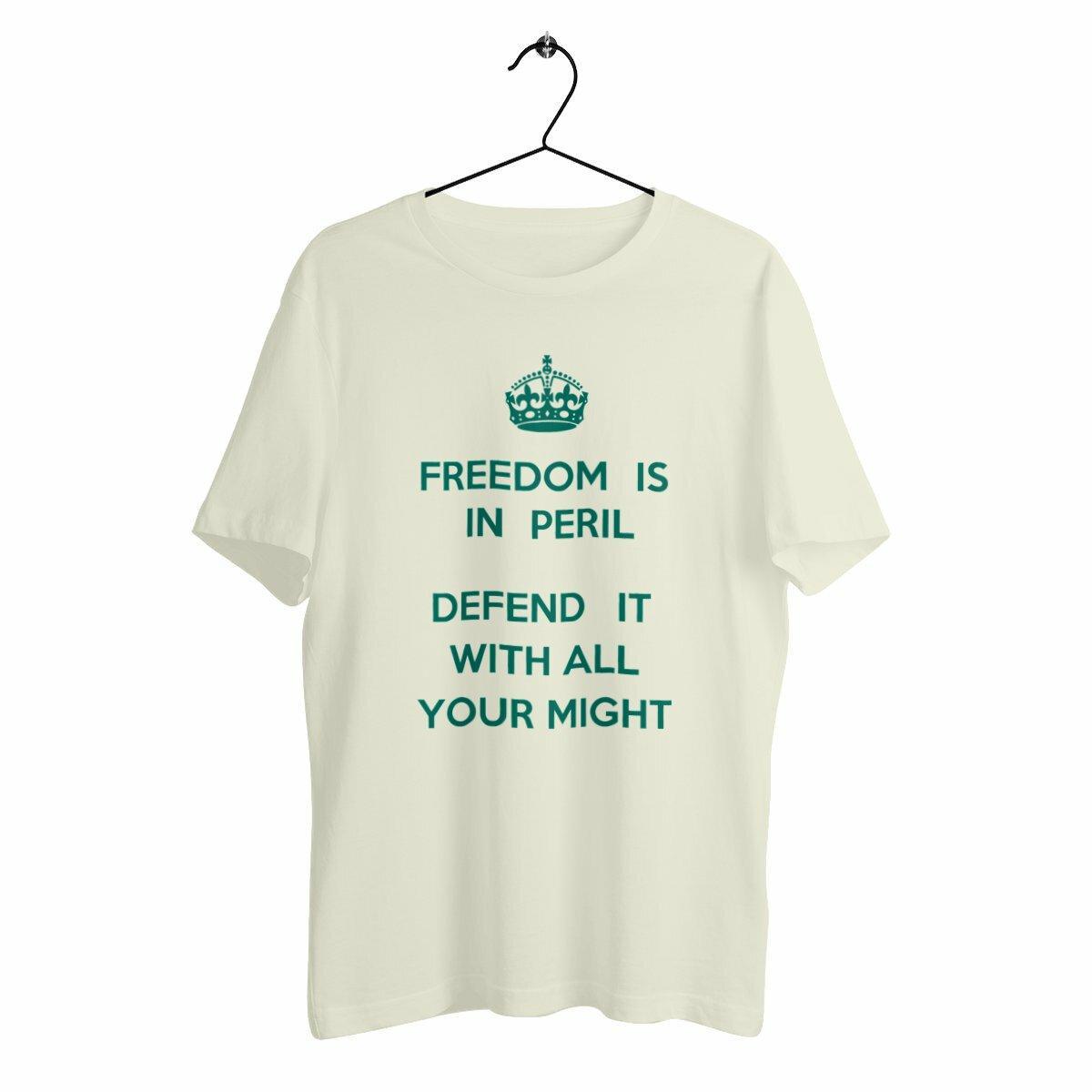 Freedom Is In Peril | Organic Statement T-Shirt | Stone - Urban Lab.Eco