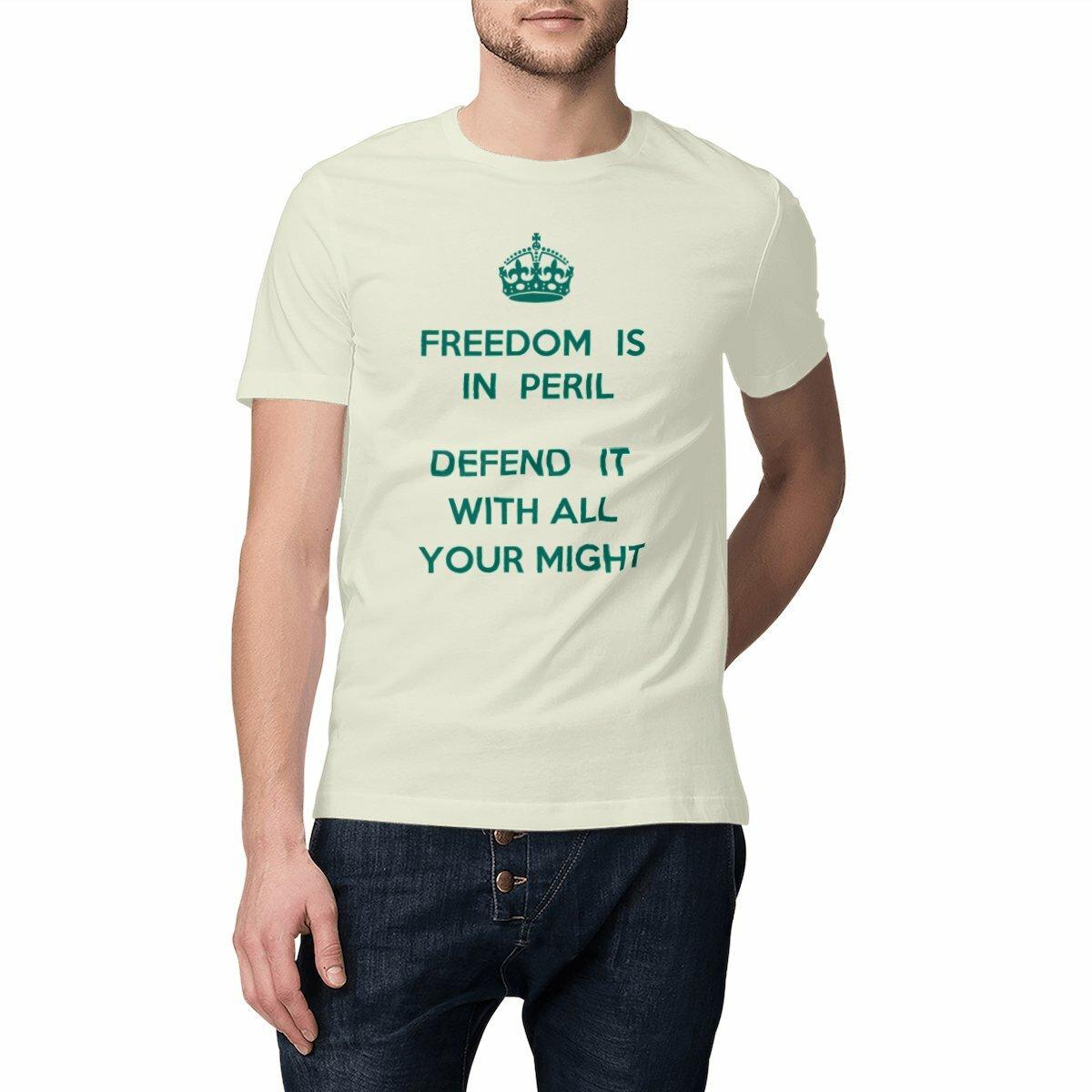 Freedom Is In Peril | Organic Statement T-Shirt | Stone - Urban Lab.Eco